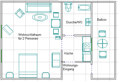 1 Zimmer Ferienwohnung 45 qm